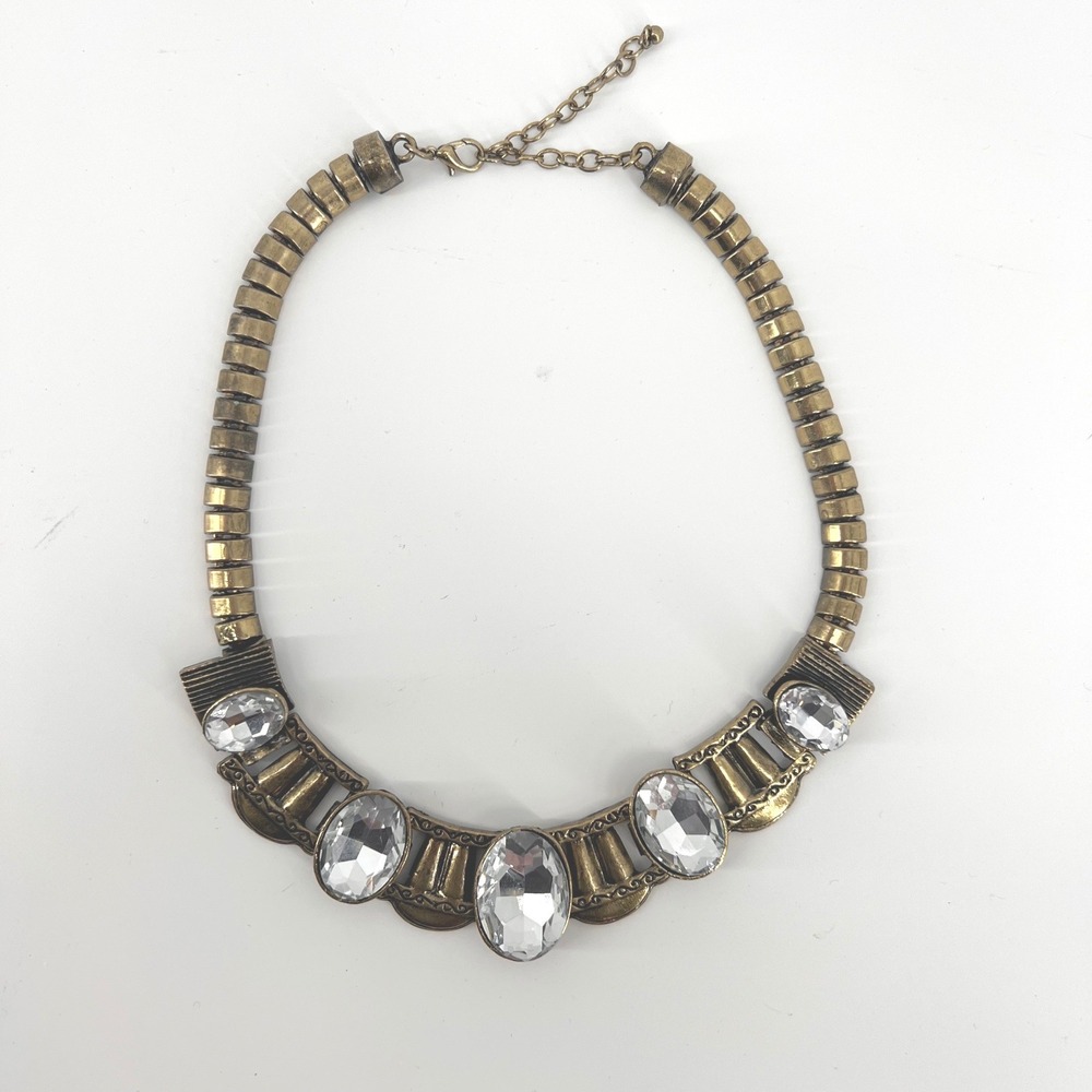 Unbranded Women OS Statement Necklace Gold Tone Crystal Bib Vintage Boho Chic